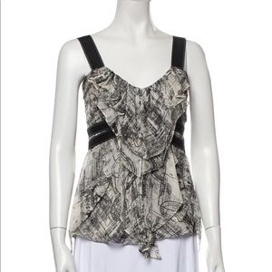 DIANE VON FURSTENBERG 100% Silk Printed Tank Top size 10